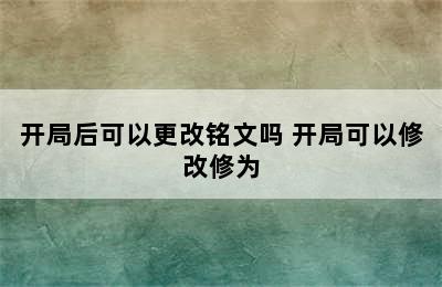 开局后可以更改铭文吗 开局可以修改修为